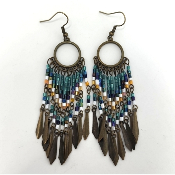 Beaded Boho Dangle Earrings - Picture 2 of 2